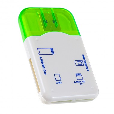 Card Reader Perfeo SD/MMC+MicroSD+MS+M2 (PF-VI-R010 Green), зеленый