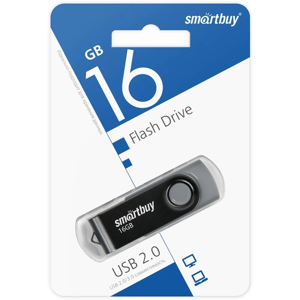 USB Flash 16 Gb SmartBuy Twist Black (SB016GB2TWK)