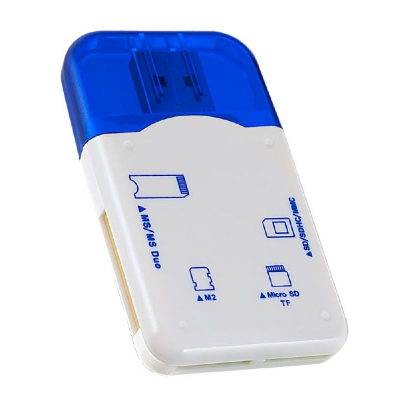 Картридер Perfeo SD/MMC+MicroSD+MS+M2 (PF-VI-R010 Blue), синий