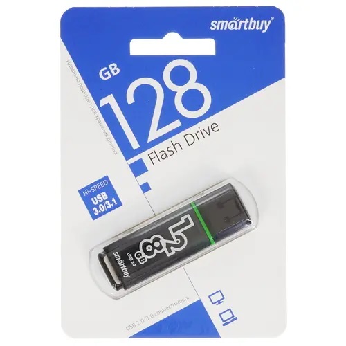 USB 3.0 Flash 128 Gb SmartBuy Glossy Dark Grey (SB128GBGS-DG)