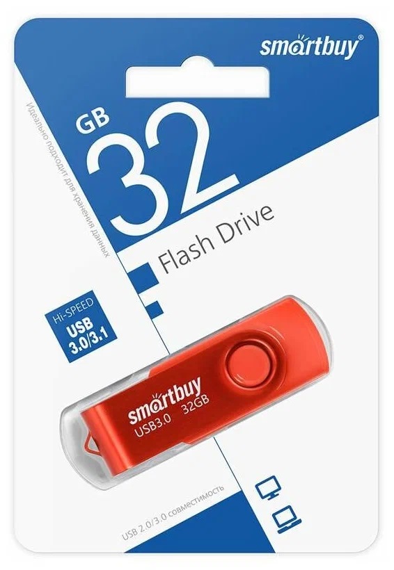 USB 3.0 Flash 32 Gb SmartBuy Twisted Red (SB032GB3TWR)
