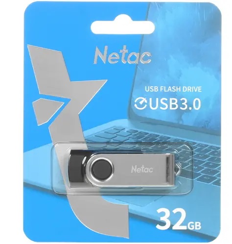 USB 3.0 Flash 32 Gb Netac U505 черный/серебро (NT03U505N-032G-30BK)