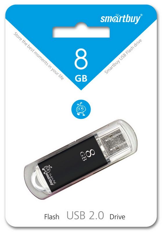 Флэш-память USB Flash 8 Gb SmartBuy V-Cut Black
