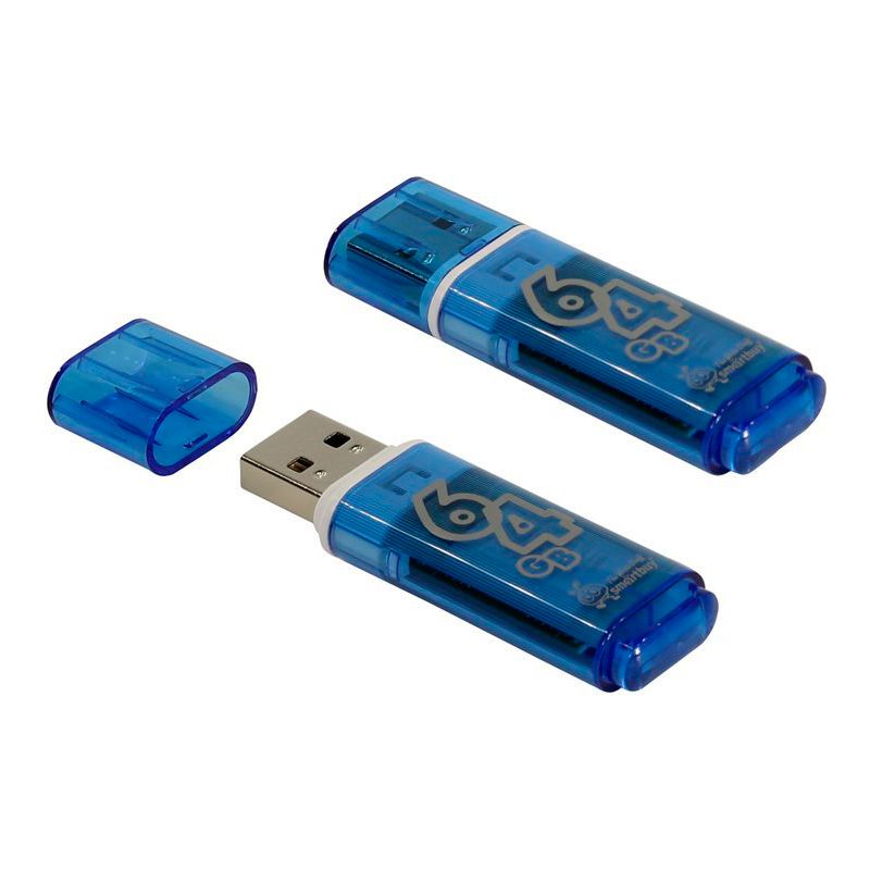 Флэш-память USB Flash 64 Gb SmartBuy Glossy Blue