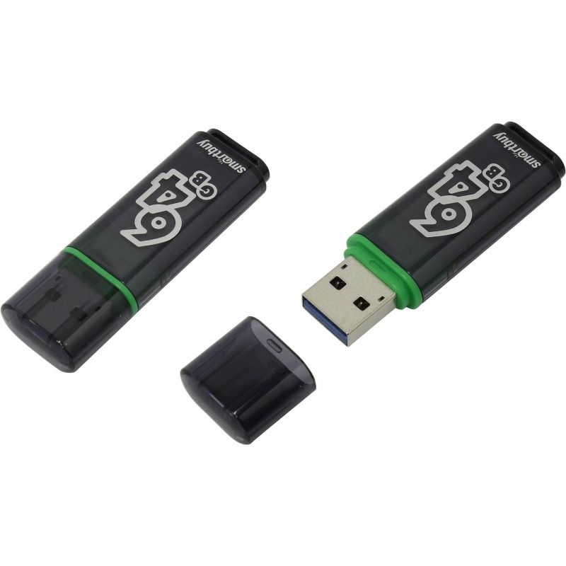 Флэш-память USB 3.0 Flash 64 Gb SmartBuy Glossy Dark grey
