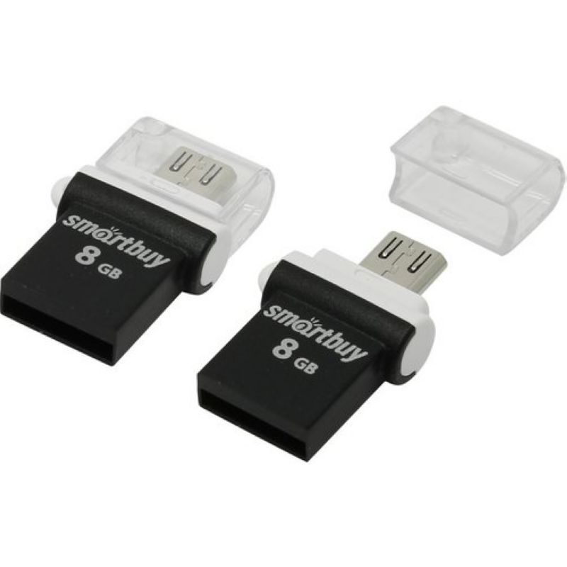Флэш-память USB Flash 8 Gb SmartBuy OTG POKO series Black (SB8GBPO-K)
