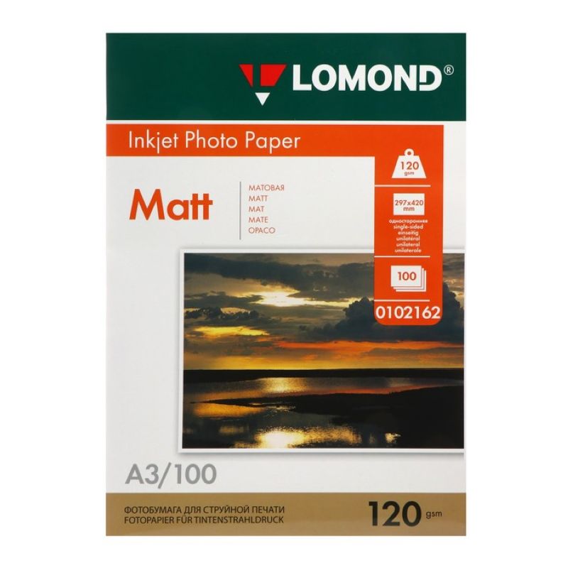 Матовая фотобумага LOMOND 0102162, 120гр, A3, 100л