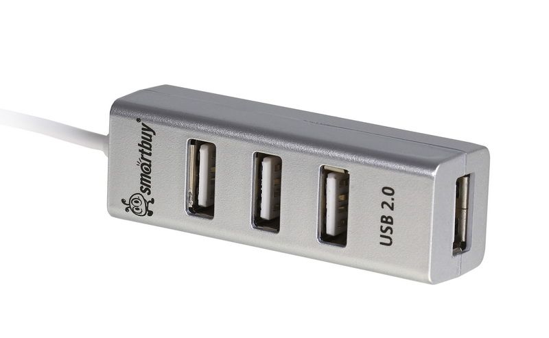 Коммутатор USB SmartBuy SBHA-160-S, 4 порта, silver
