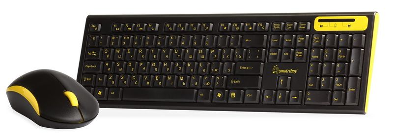 Комплект беспроводная клавиатура+мышь SmartBuy 23350AG чёрно/жёлтый (SBC-23350AG-KY)