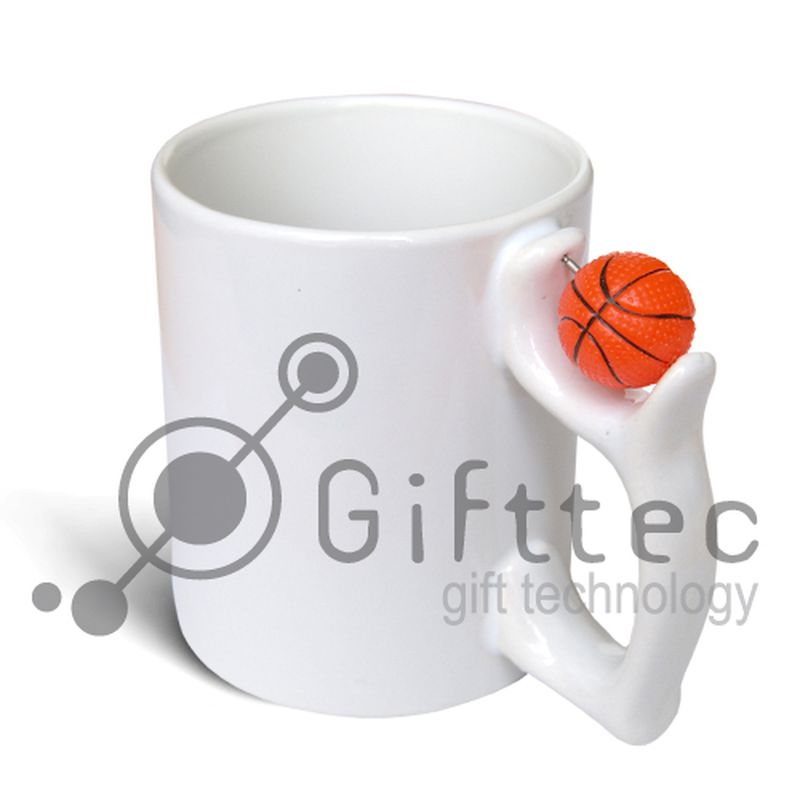 Кружка белая, с  баскетбольным мячиком (для сублимационной печати)