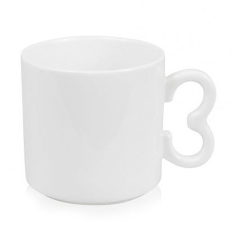 Кружка кофейная белая, ручка в виде цифры 3 (для сублимационной печати)