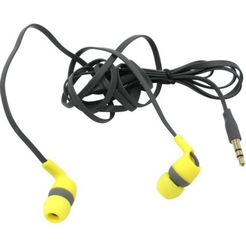 Наушники SmartBuy Mob, плоский кабель, сменные насадки, желто-серые, 3.5mm, 1.2 метра (SBE-880)