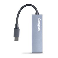 USB Type-C Хаб Smartbuy 460С 2 порта USB 3.0, металл.корпус, серый (SBHA-460С-G)