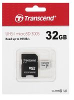 Карта памяти MicroSD 32 Gb Transcend 300S class10 UHS-I R/W 90/20 Mb/s с адаптером (TS32GUSD300S-А)