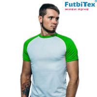 Футболка FutbiTex реглан, зеленые рукава и ворот, под сублимационную печать