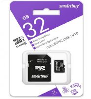 Карта памяти MicroSD 32 Gb SmartBuy class10 UHS-I U1 V10 для видеонаблюдения, чтение/запись до 95/25 Мб/с, с адаптером (SB32GBSDCCTV)