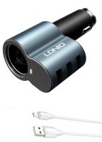 Автомобильное ЗУ LDNIO CM11/ Авто ЗУ + Кабель Micro/ 3 USB Auto-ID + Розетка 12V/ Выход: 120W, 25.5W (USB)/ Black