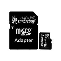 Карта памяти MicroSD 32 Gb SmartBuy class10 с адаптером