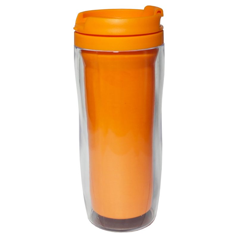 Термостакан пластиковый для полиграфической вставки, 350 мл, оранжевый