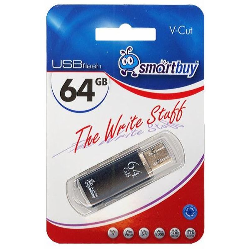 Флэш-память USB 3.0 Flash 64 Gb SmartBuy V-Cut Black