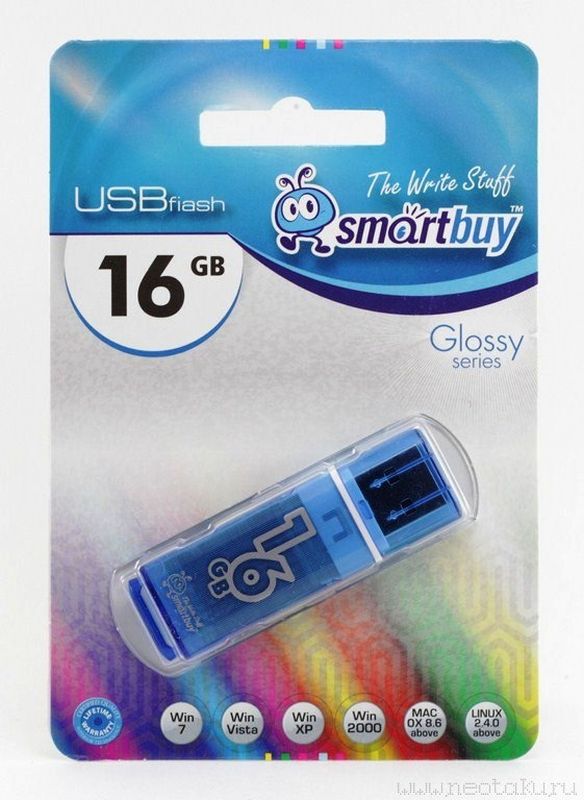 Флэш-память USB Flash 16 Gb SmartBuy Glossy Blue