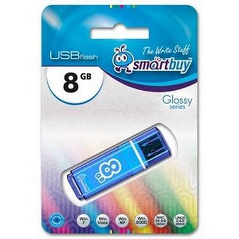 Флэш-память USB Flash 8 Gb SmartBuy Glossy Blue