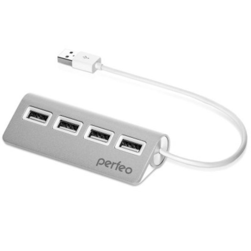 USB-Хаб Perfeo 4 порта (PF-HYD-6096) серебрянный