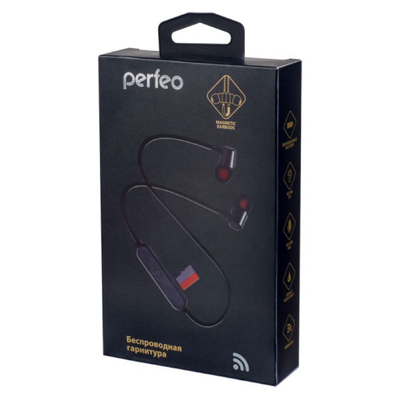 Внутриканальная Bluetooth-гарнитура Perfeo BELLS, microSD, черные (PF_A4308)